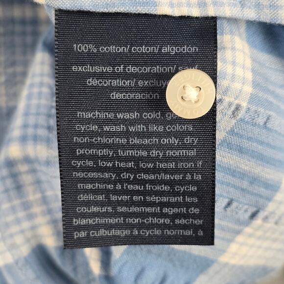 Tommy Hilfiger Shirt Womens Size XL Roll Tab Sleeves Blue Plaid Button Down - Picture 14 of 16
